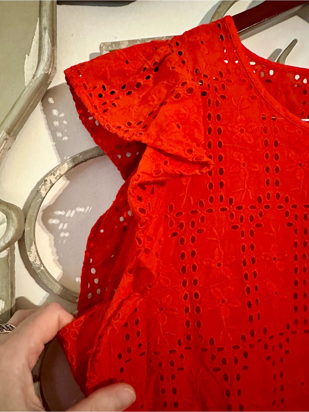 Madewell Eyelet Crewneck Flutter-Sleeve Top Size XL - Picture 4 of 8